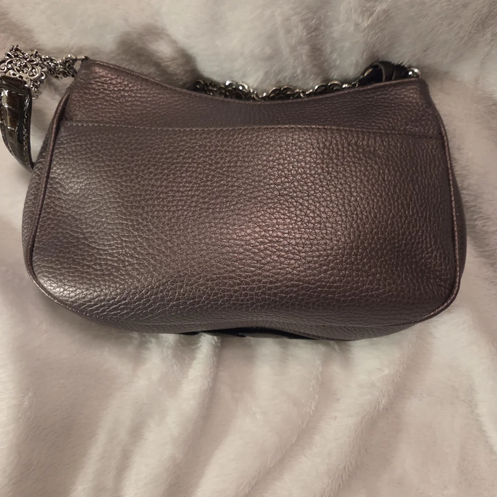 Brighton Metallic Brown Floral Satchel with Beautiful Metal Strap, EUC - Picture 4 of 7